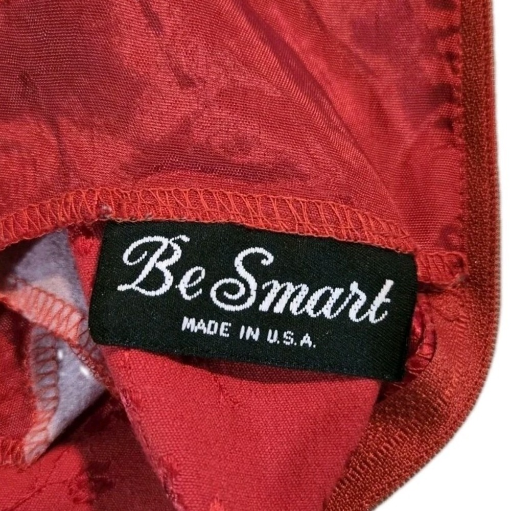 Y2K BeSmart Red Floral Jacquard Sheath Mini Dress USA Made Women's 5/6 - Picture 6 of 11